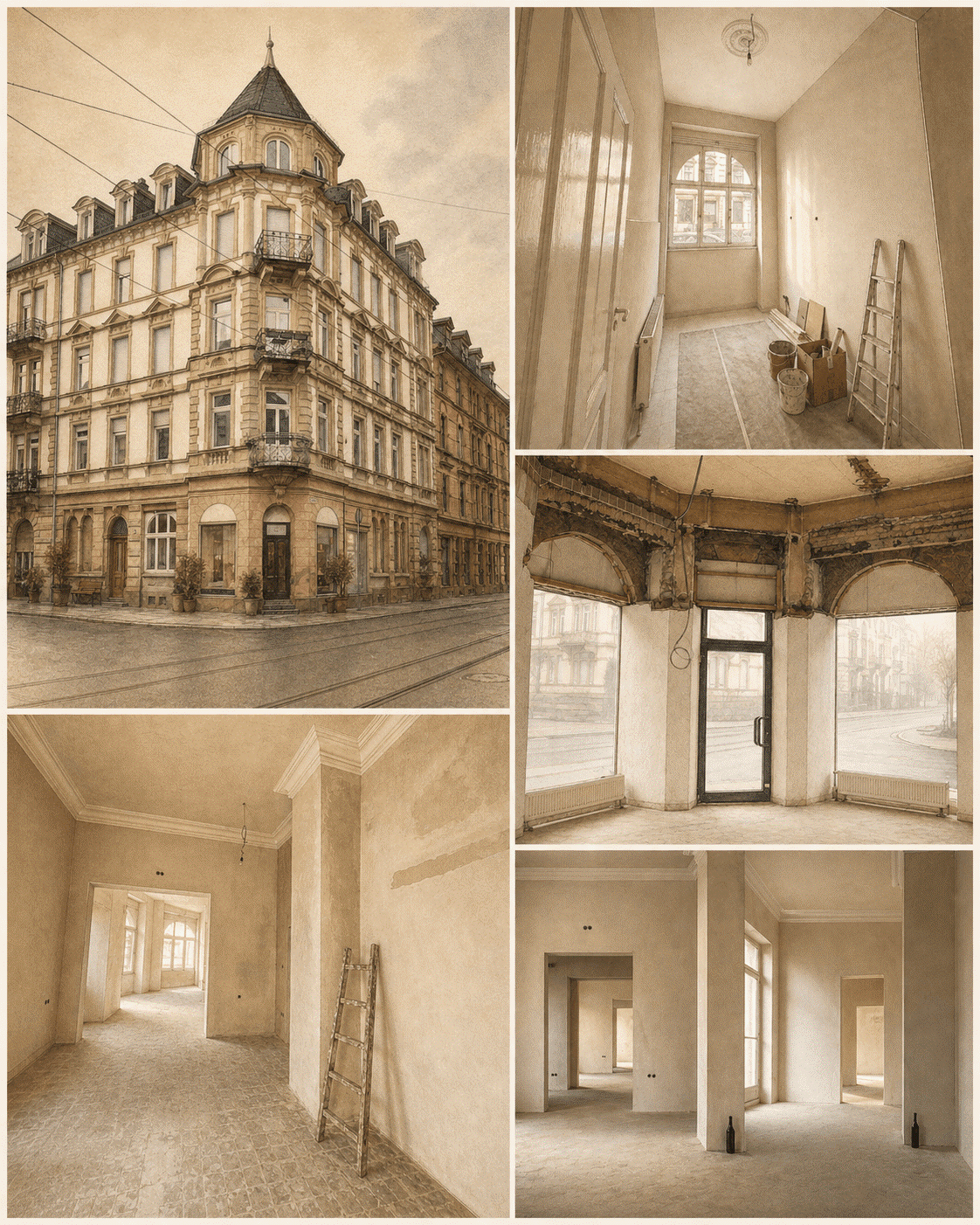Collage-Ladengeschaeft-Vinea-Mundi-Heidelberg-im-Umbau-und-Gebaeude-von-außen